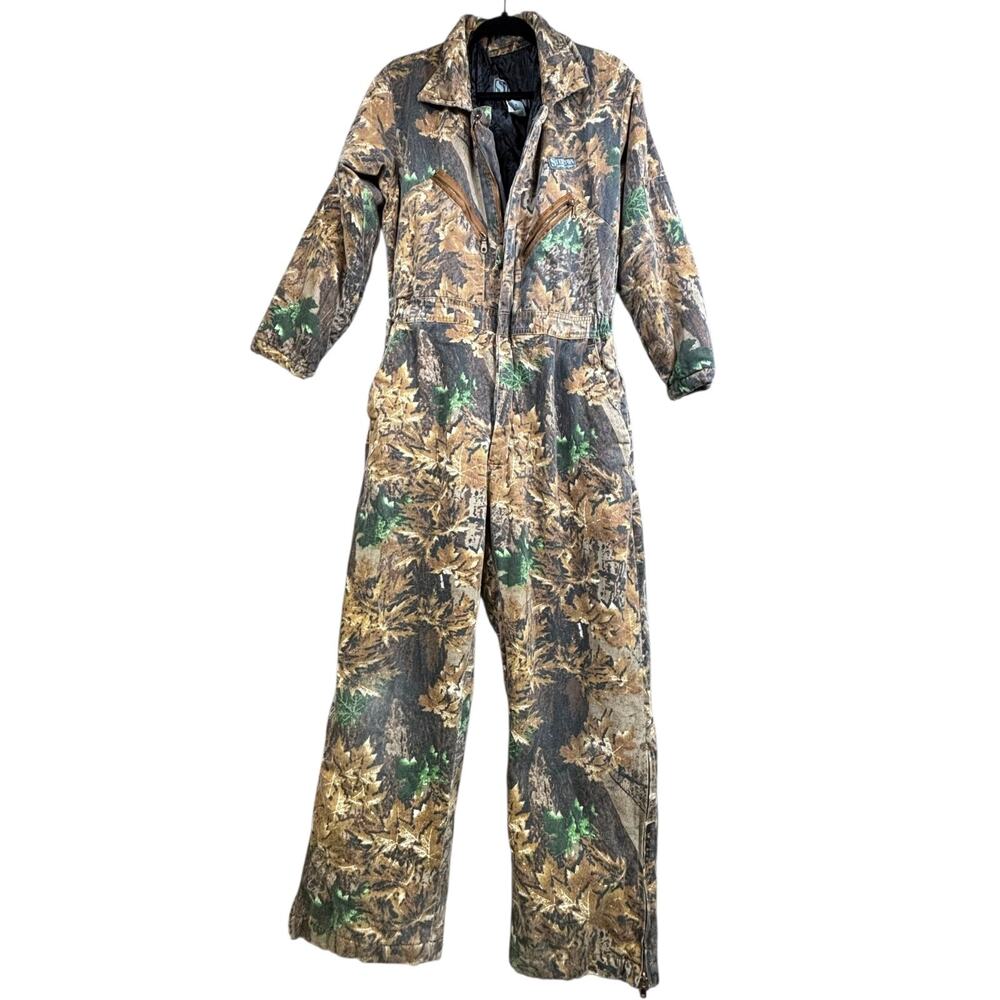 Vintage STEELTON Workwear Hunting Camo Quilted Coverall Size M Full Zip